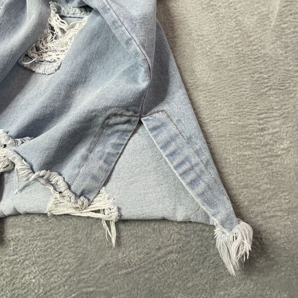 Daisy Blue Distressed Long Denim Jacket Women’s Size 3X Frayed Hem Pockets - Picture 8 of 11